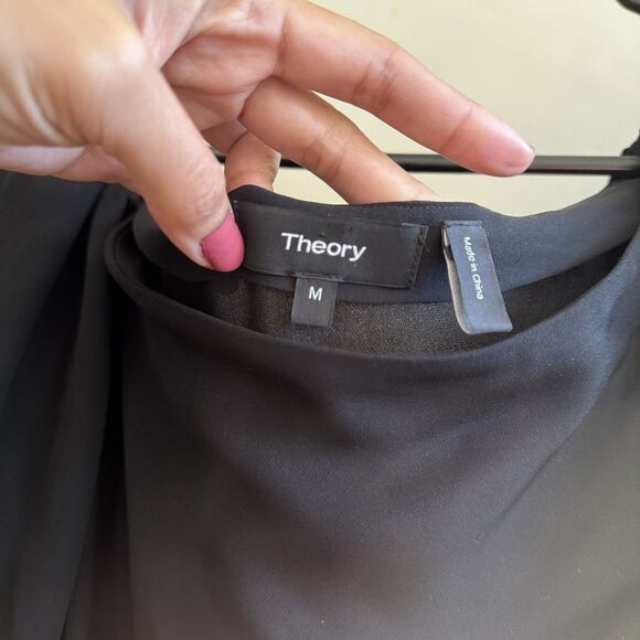 Theory Silk Classic GGT Jumpsuit Off the Shoulder Georgette Black M Boho Chic - Picture 4 of 16